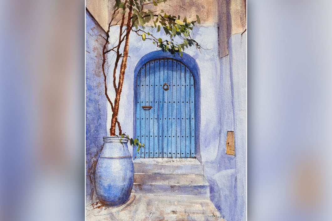 Blue Door in Chefchaouen, Morocco